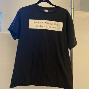 Men’s black “Nobody Cares” short sleeve T shirt - Size Large